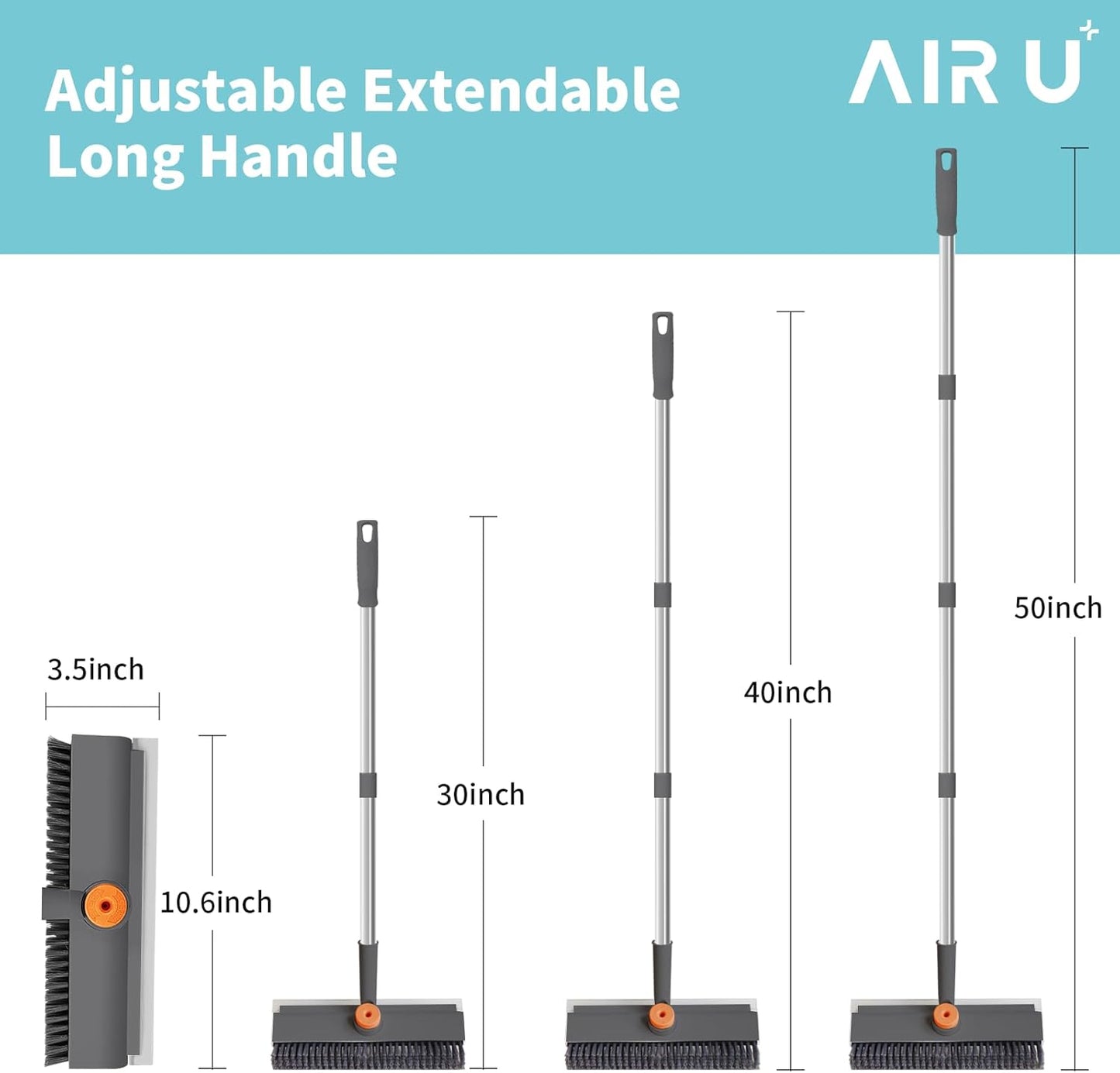 3-in-1 Versatile Floor Scrub Brush with Squeegee