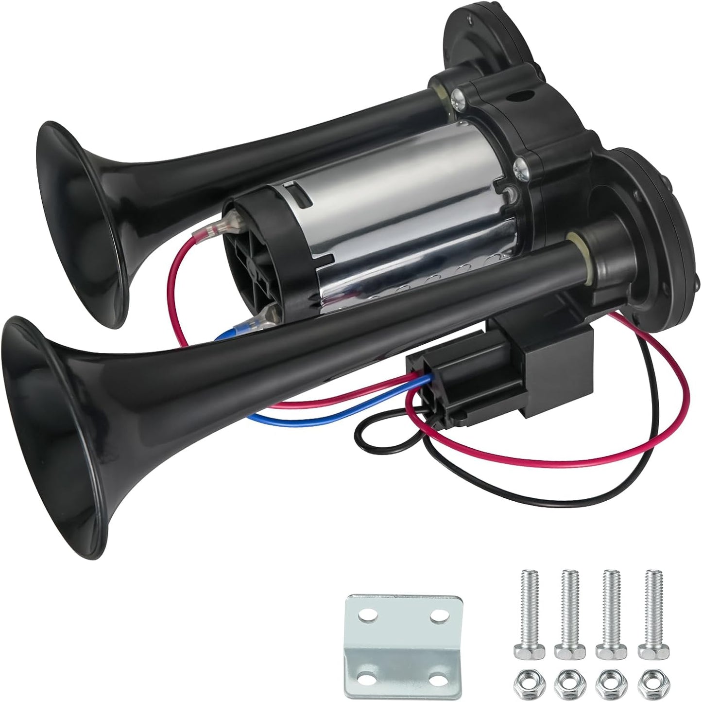 Ultra-Loud 130DB Dual Trumpet Air Horn Kit with Compressor