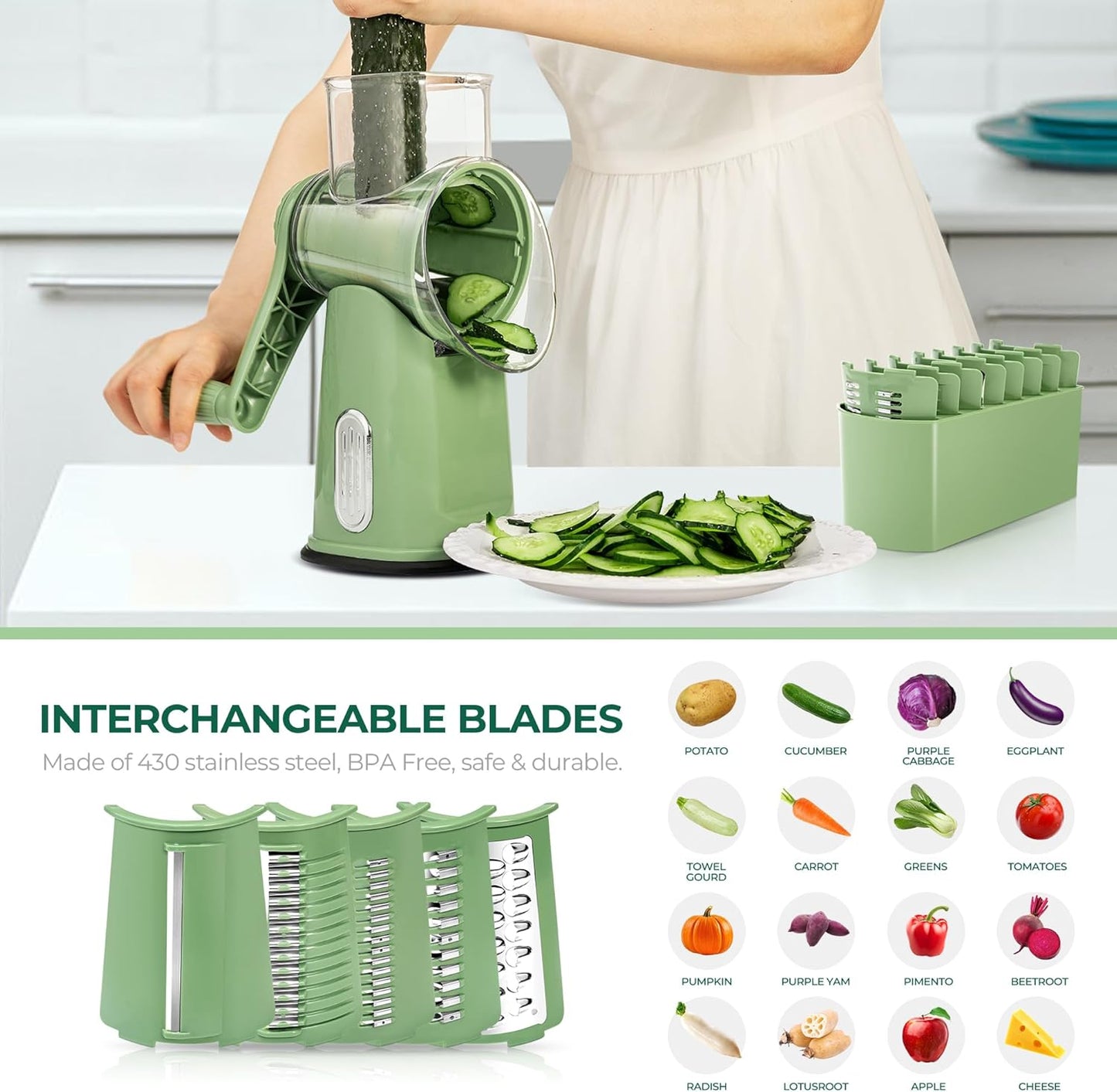Effortless Prep, Masterful Results: The 5-in-1 Ultimate Rotary Grater