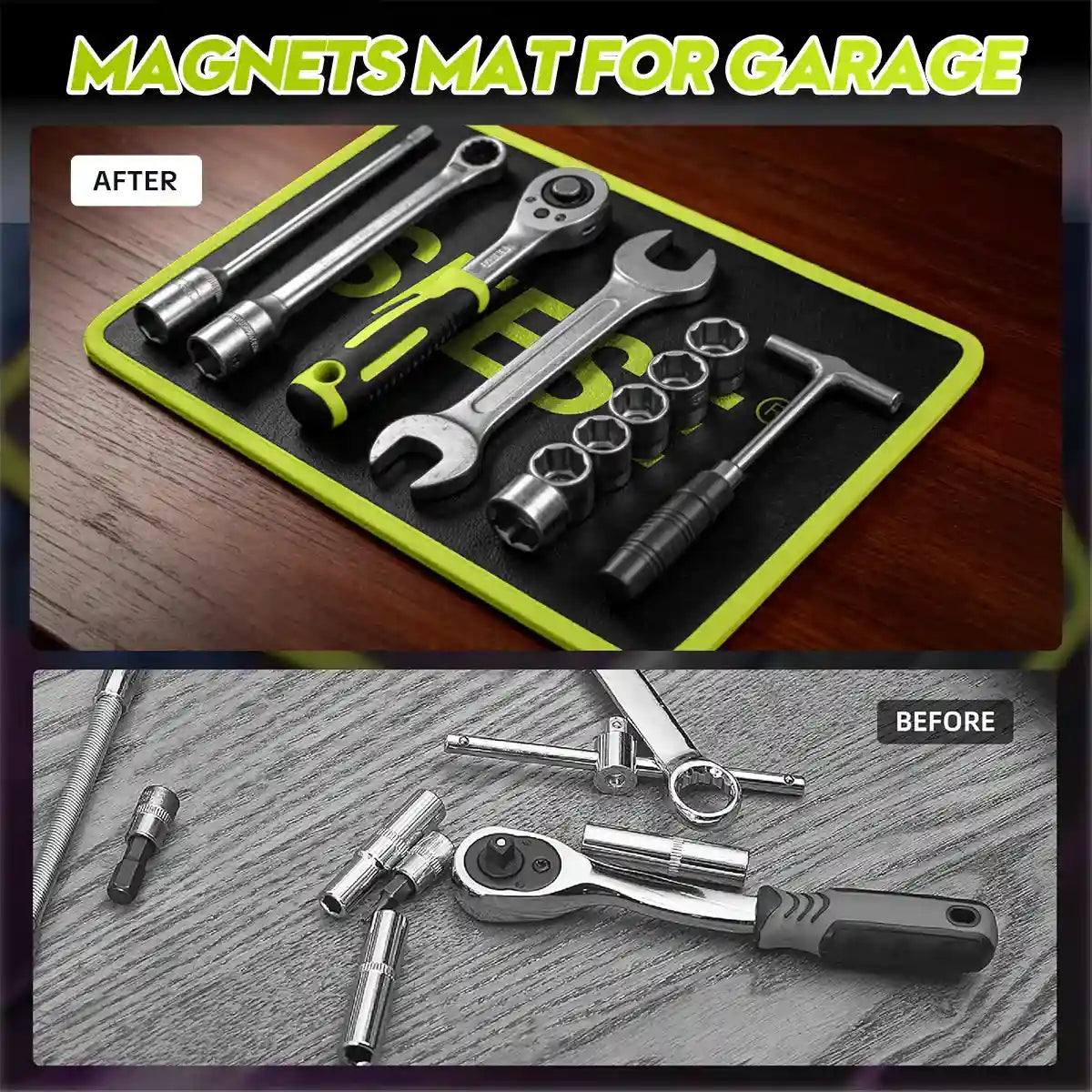 Ultimate 3-Piece Flexible Magnetic Tool Mat & Tray Holder Organizer Set