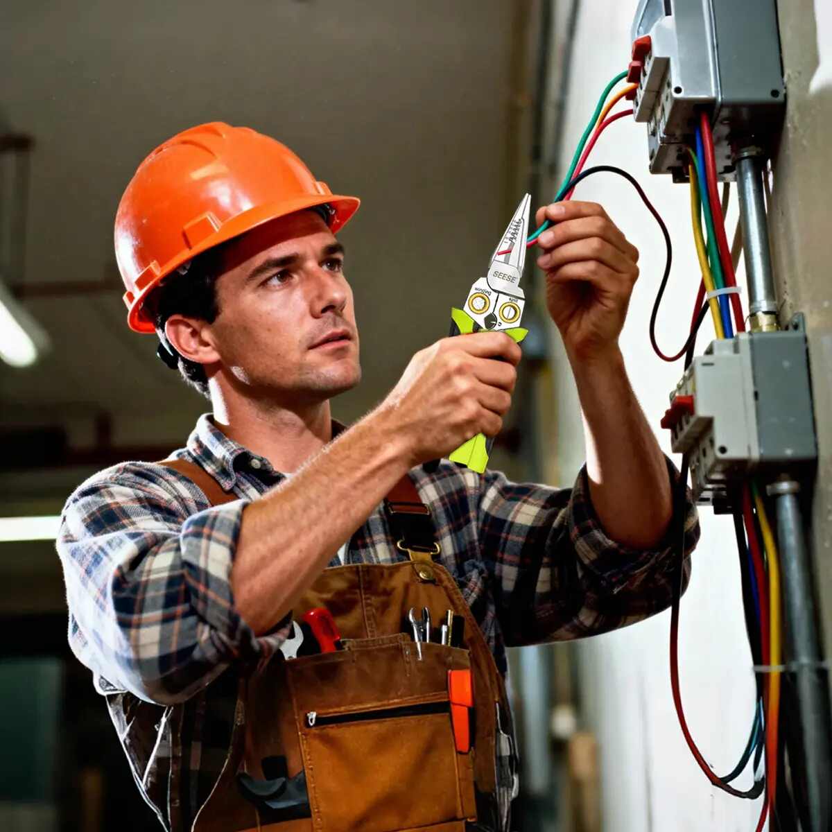 8-in-1 Wire Stripper & Built-In Non-Contact Voltage Tester Pliers