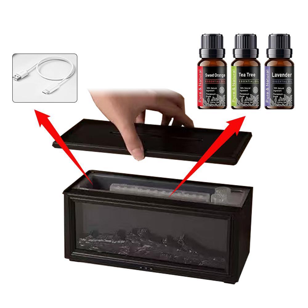 3D Realistic Flame Fireplace Aroma Diffuser & Humidifier