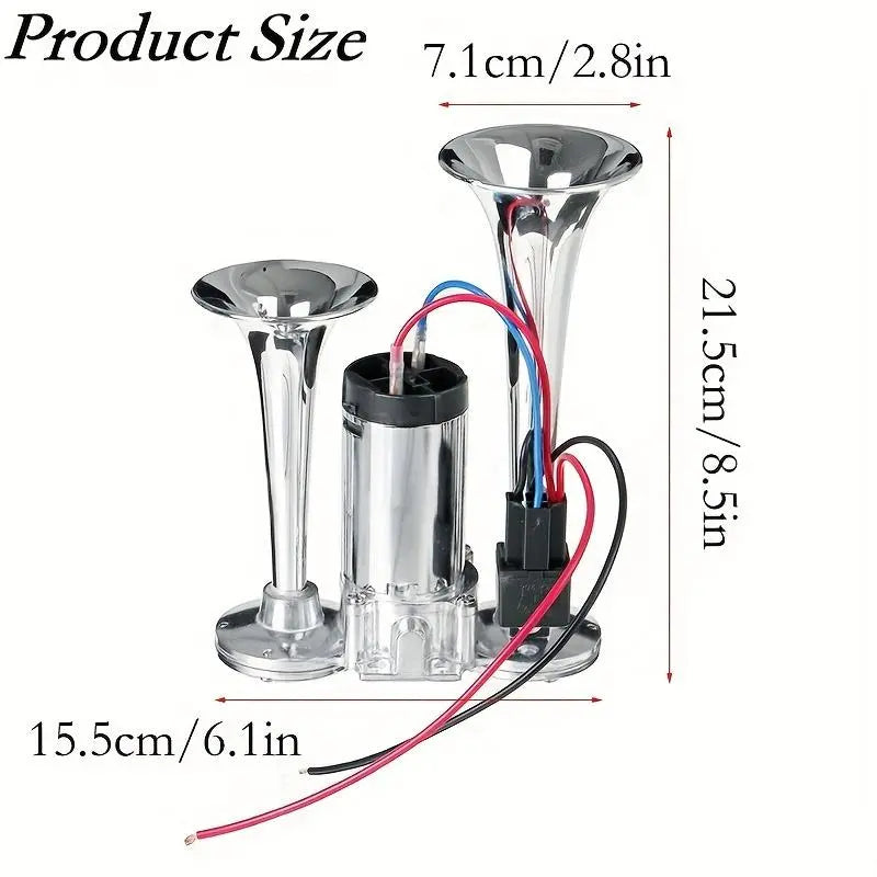 Ultimate 130DB 4-Trumpet Air Horn Kit with 12V Compressor