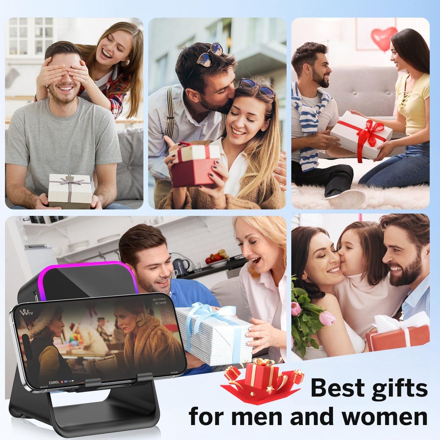 5-in-1 Smart Induction Speaker Stand with 3500mAh Power Bank & Ambient Light