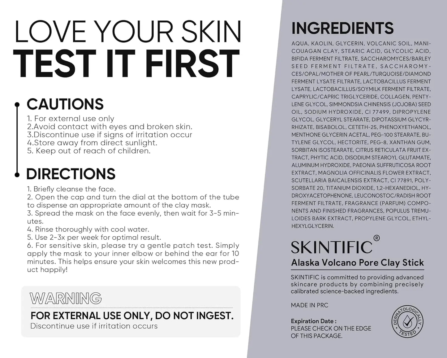 SKINTIFIC Alaska Volcano Pore Clay Stick Cleansing Blackhead Remover Face Mask Stick