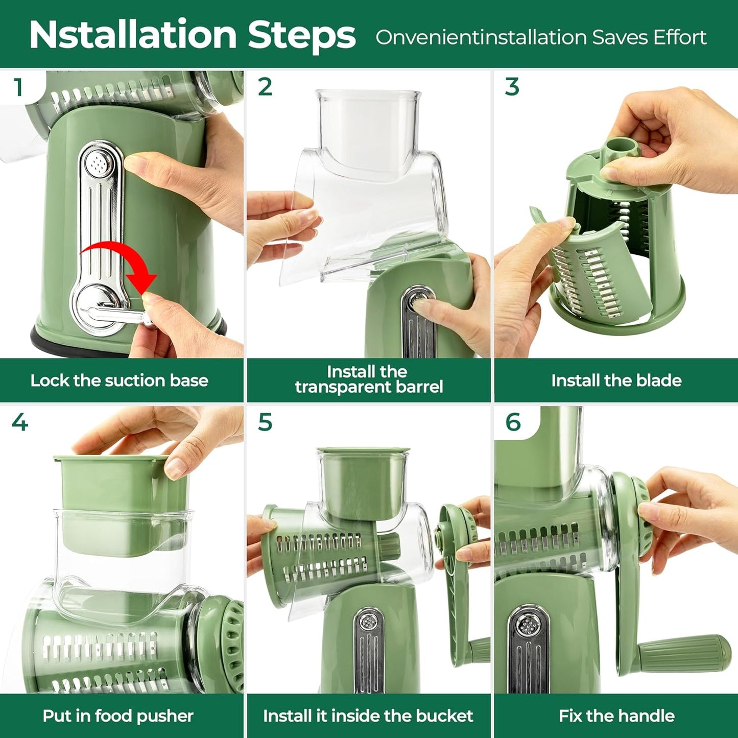 Effortless Prep, Masterful Results: The 5-in-1 Ultimate Rotary Grater