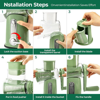 Effortless Prep, Masterful Results: The 5-in-1 Ultimate Rotary Grater