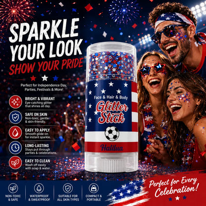 Patriotic Red, White & Blue Body Glitter Stick for 4th of July