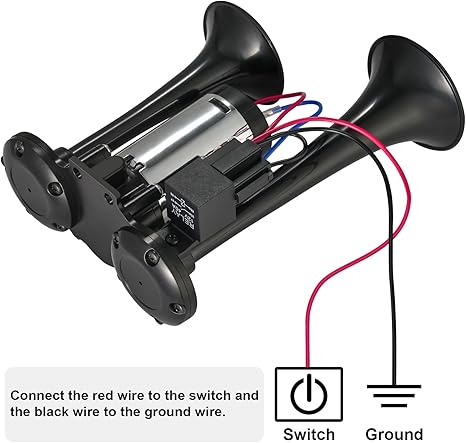 Ultra-Loud 130DB Dual Trumpet Air Horn Kit with Compressor