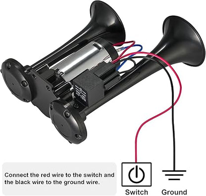 Ultra-Loud 130DB Dual Trumpet Air Horn Kit with Compressor