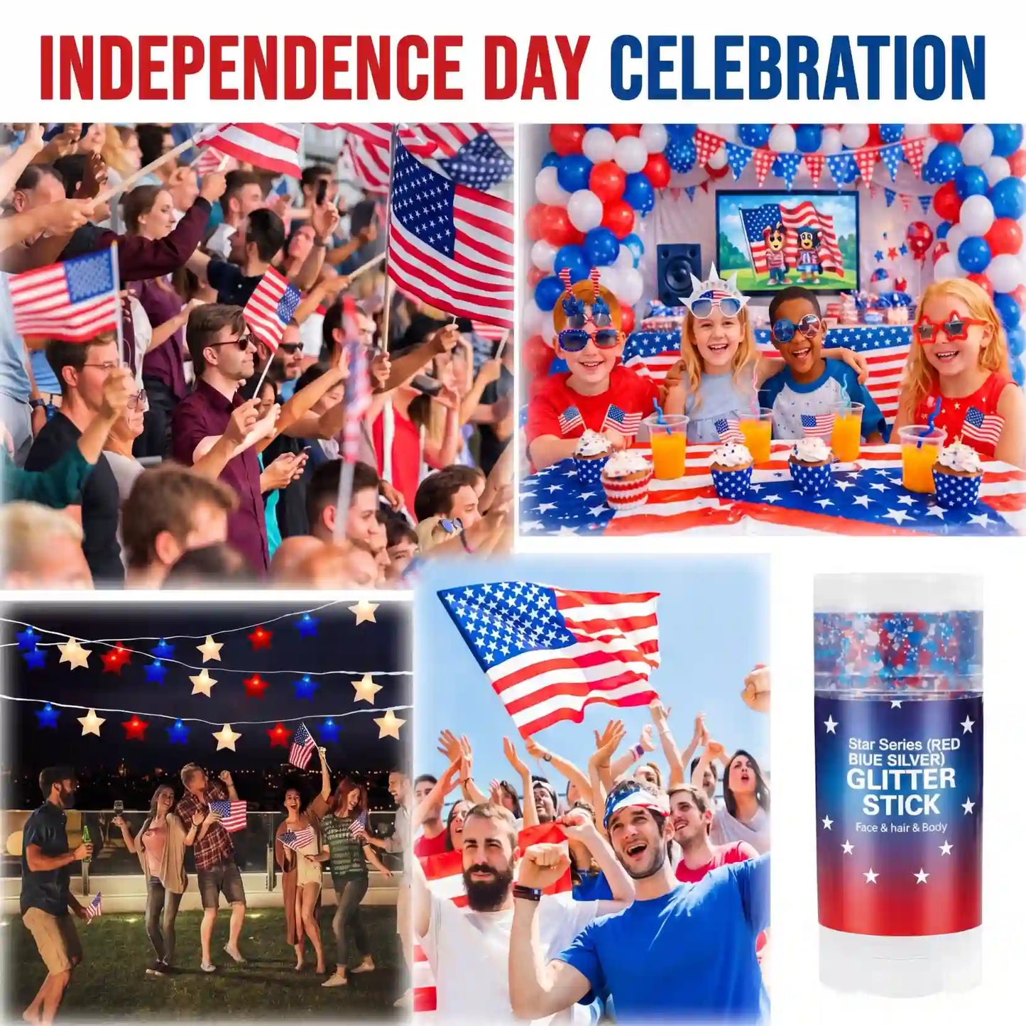 Vibrant 4th of July Face & Body Glitter Stick