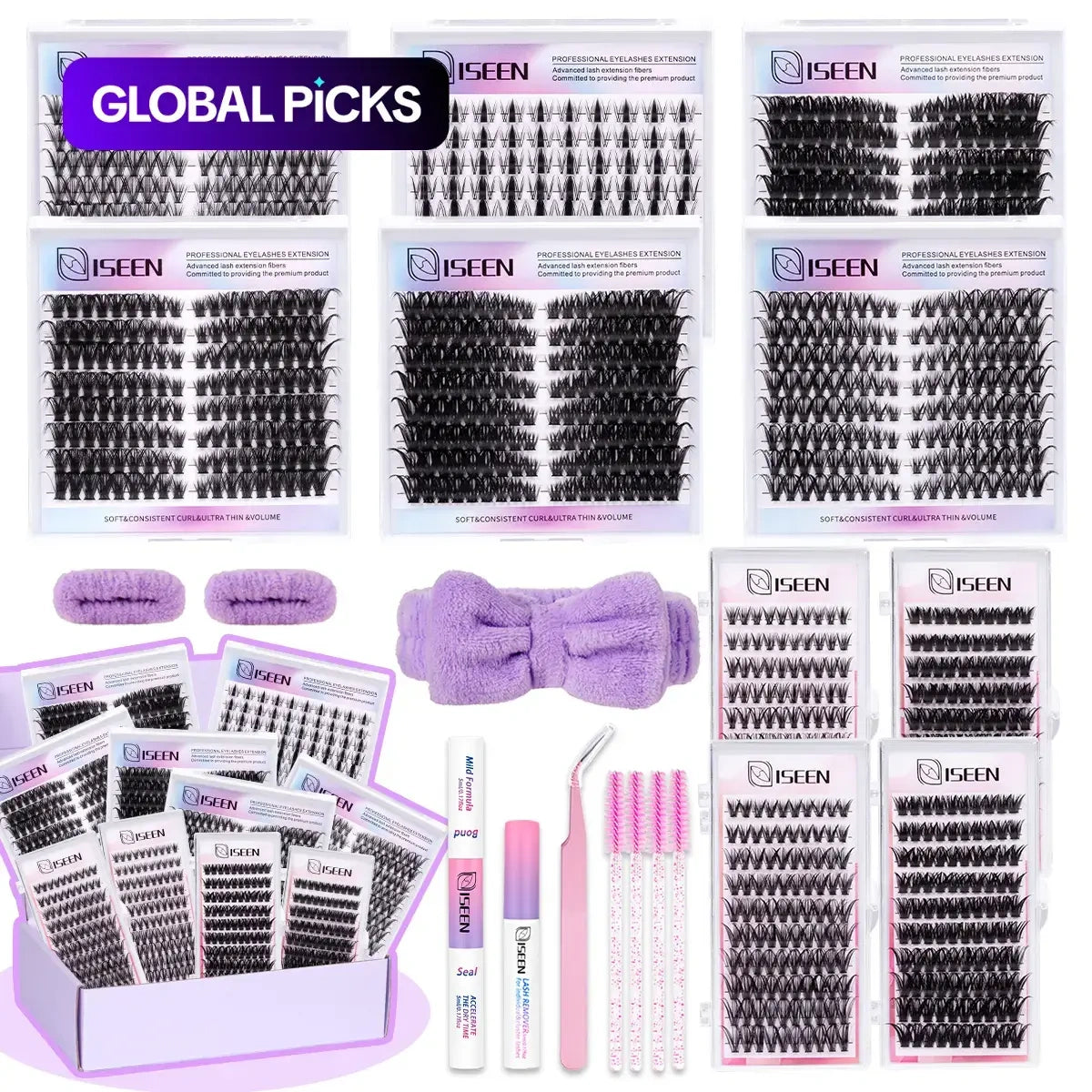 Eyelash Cluster Kit, D-Curl Volume Cluster Lash Extensions Set