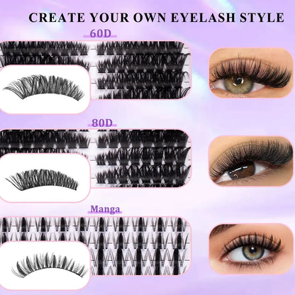 Eyelash Cluster Kit, D-Curl Volume Cluster Lash Extensions Set