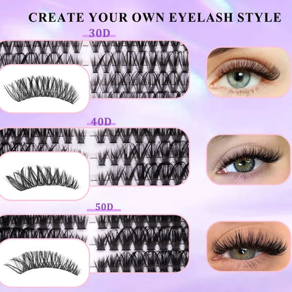 Eyelash Cluster Kit, D-Curl Volume Cluster Lash Extensions Set