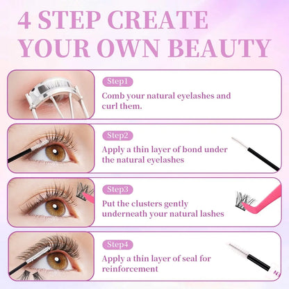 Eyelash Cluster Kit, D-Curl Volume Cluster Lash Extensions Set