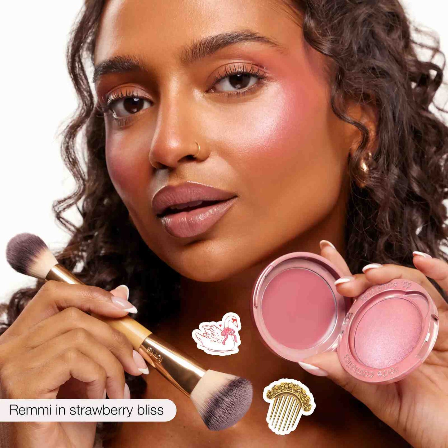 2-in-1 Radiant Cream & Powder Blush Duo with Dual-Ended Brush