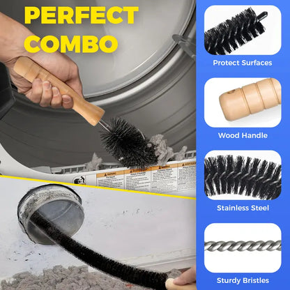 Universal Dryer Vent Cleaner Kit - 2-Piece Vacuum Hose Attachment & Flexible Lint Brush