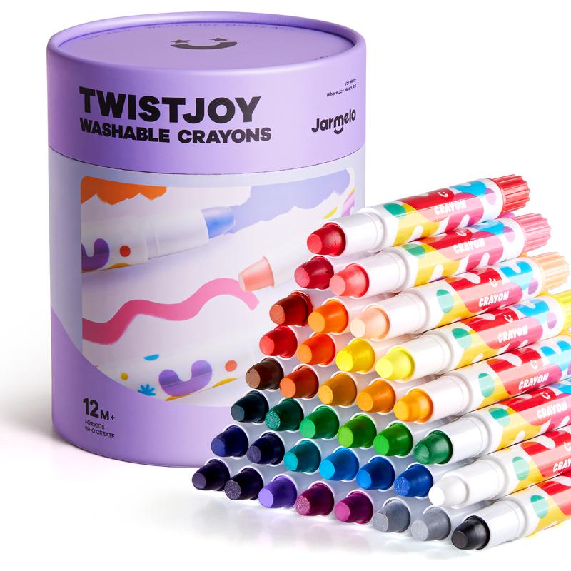 Jumbo Silky Twist Crayons for Toddlers – Easy Grip Washable Coloring Crayons for Kids, Non-Toxic Art Supplies & Creative Gift Set