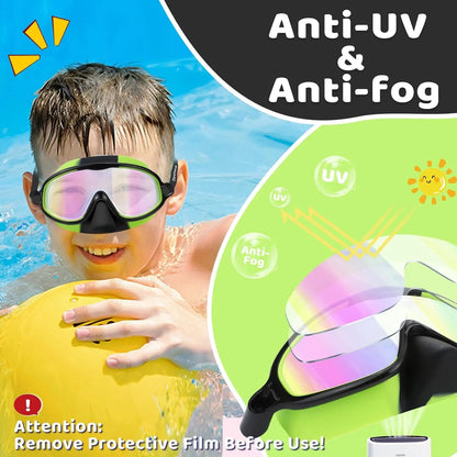Kids Anti-Fog Swim Goggles with Soft Leakproof Nose Cover