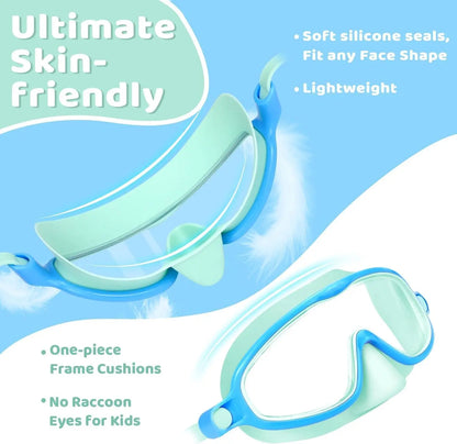 Kids Anti-Fog Swim Goggles with Soft Leakproof Nose Cover