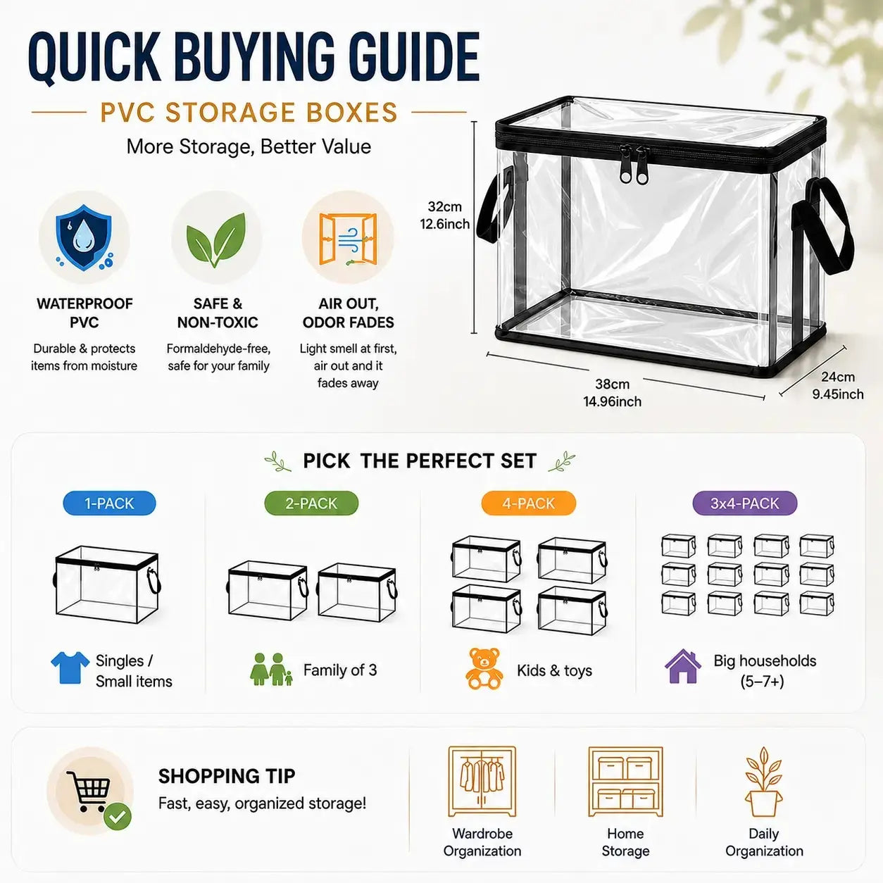 Heavy-Duty Multipurpose Plastic Storage Crates with Handles – Stackable & Collapsible Utility Bins