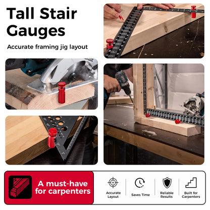 Ultra-Precise Tall Stair Gauges for Framing Squares & Circular Saws