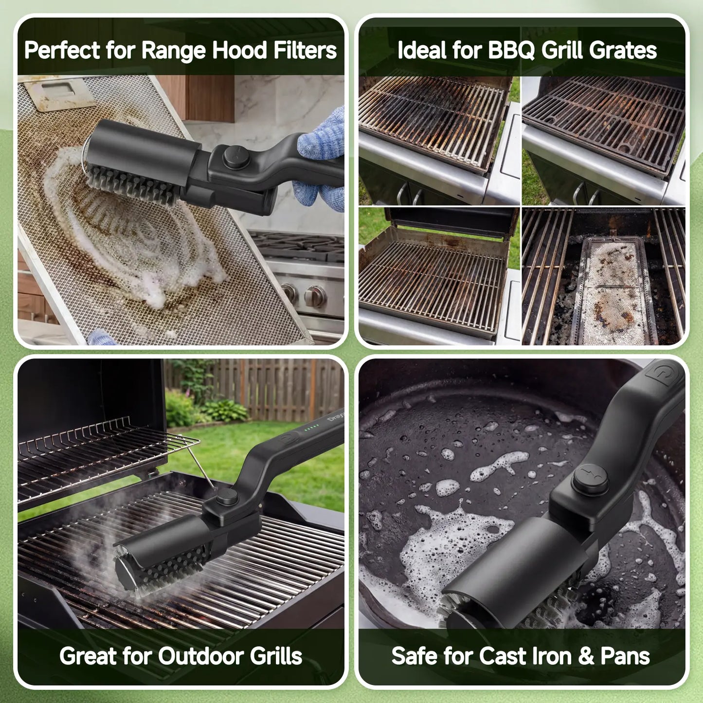 High-Torque Electric BBQ Grill Brush – Blast Away Grate Grease in Seconds!