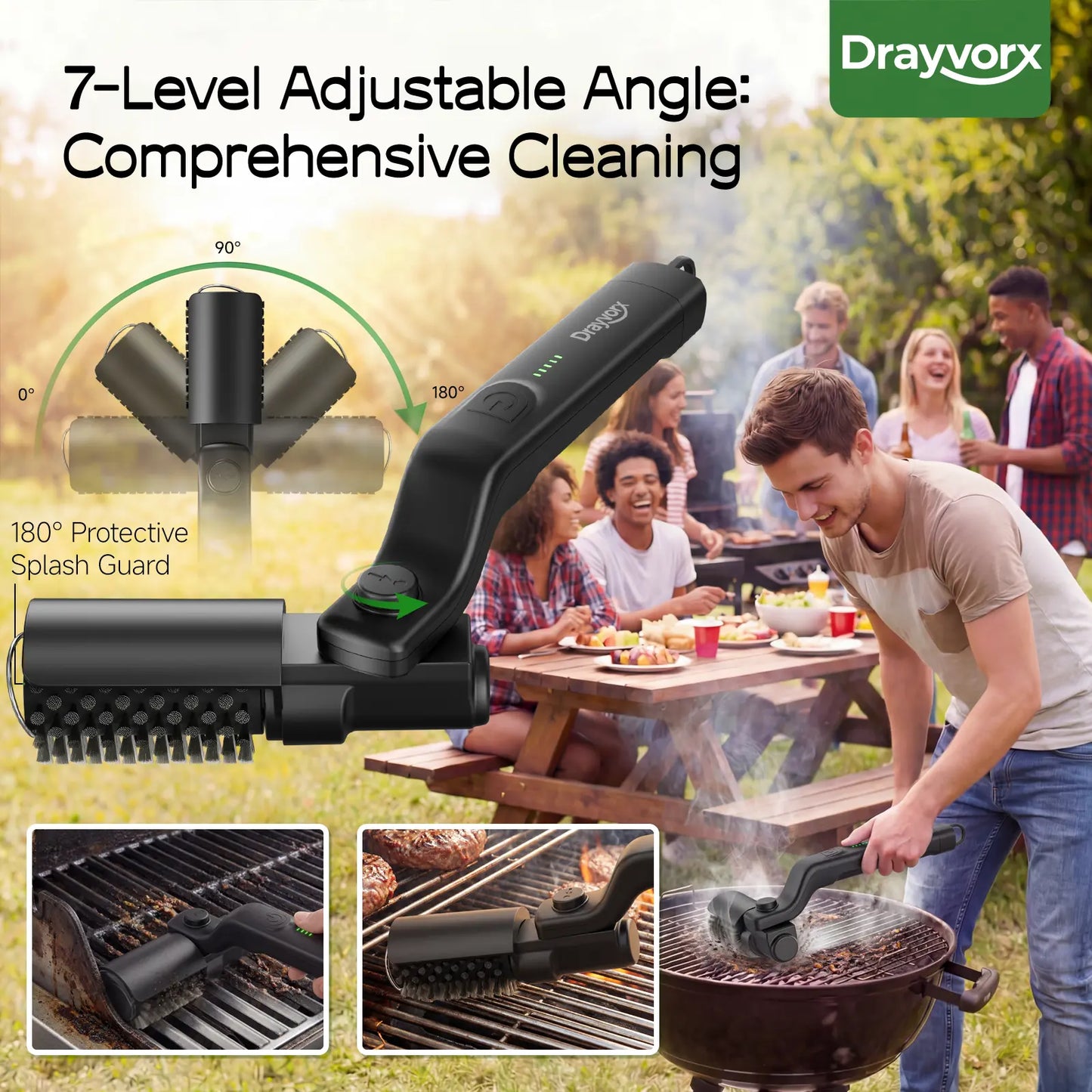 High-Torque Electric BBQ Grill Brush – Blast Away Grate Grease in Seconds!