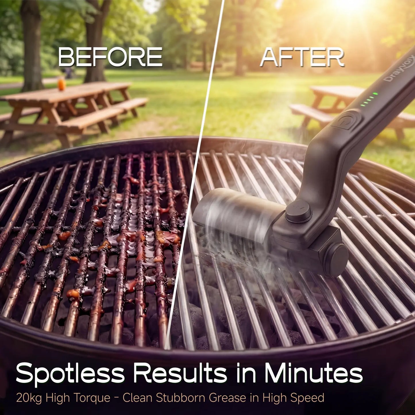 High-Torque Electric BBQ Grill Brush – Blast Away Grate Grease in Seconds!