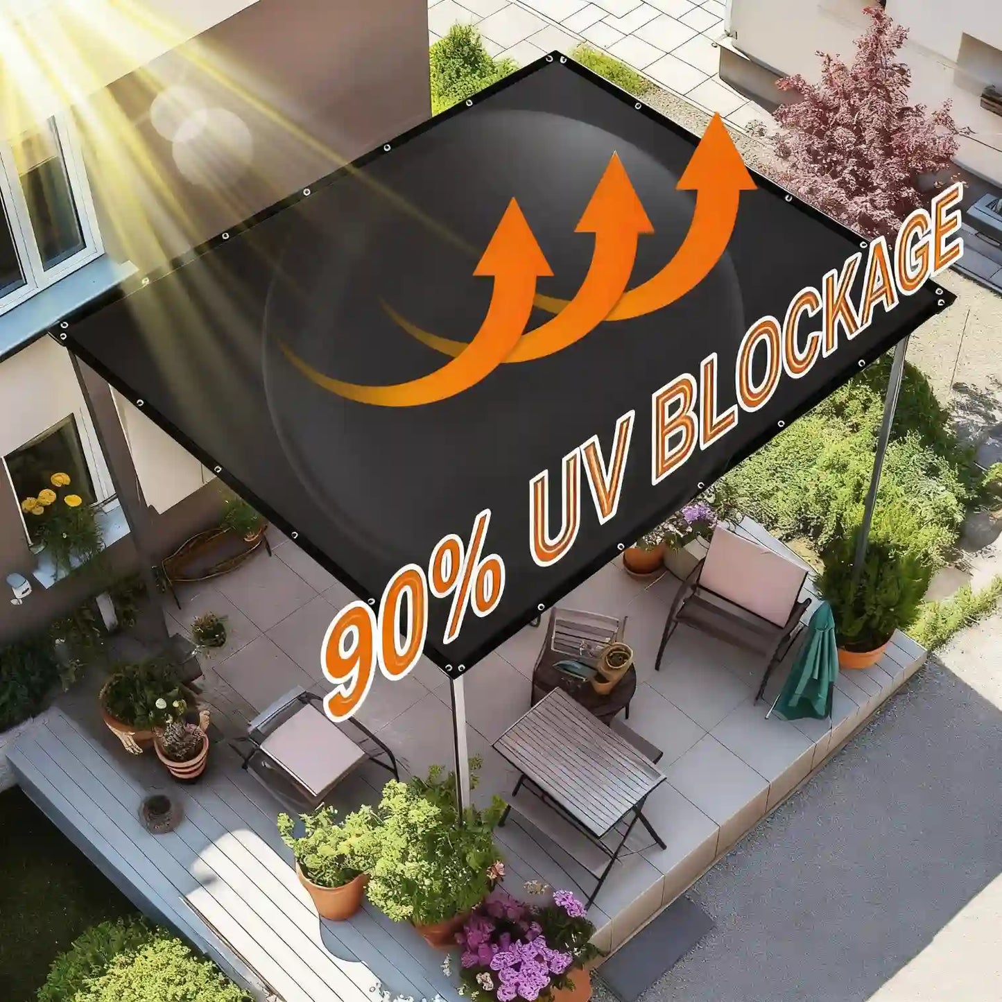 Heavy Duty 90% UV Blocking Sun Shade Sail Mesh Cloth