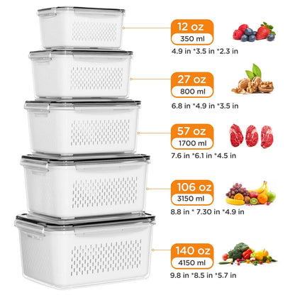 Produce Saver Containers with Removable Colanders