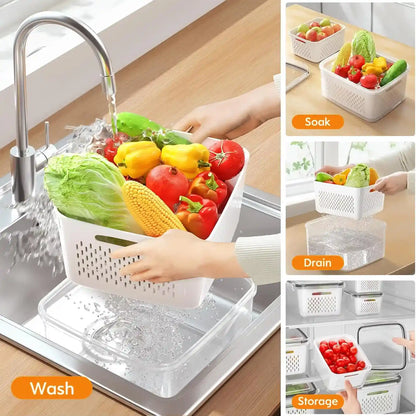 Produce Saver Containers with Removable Colanders