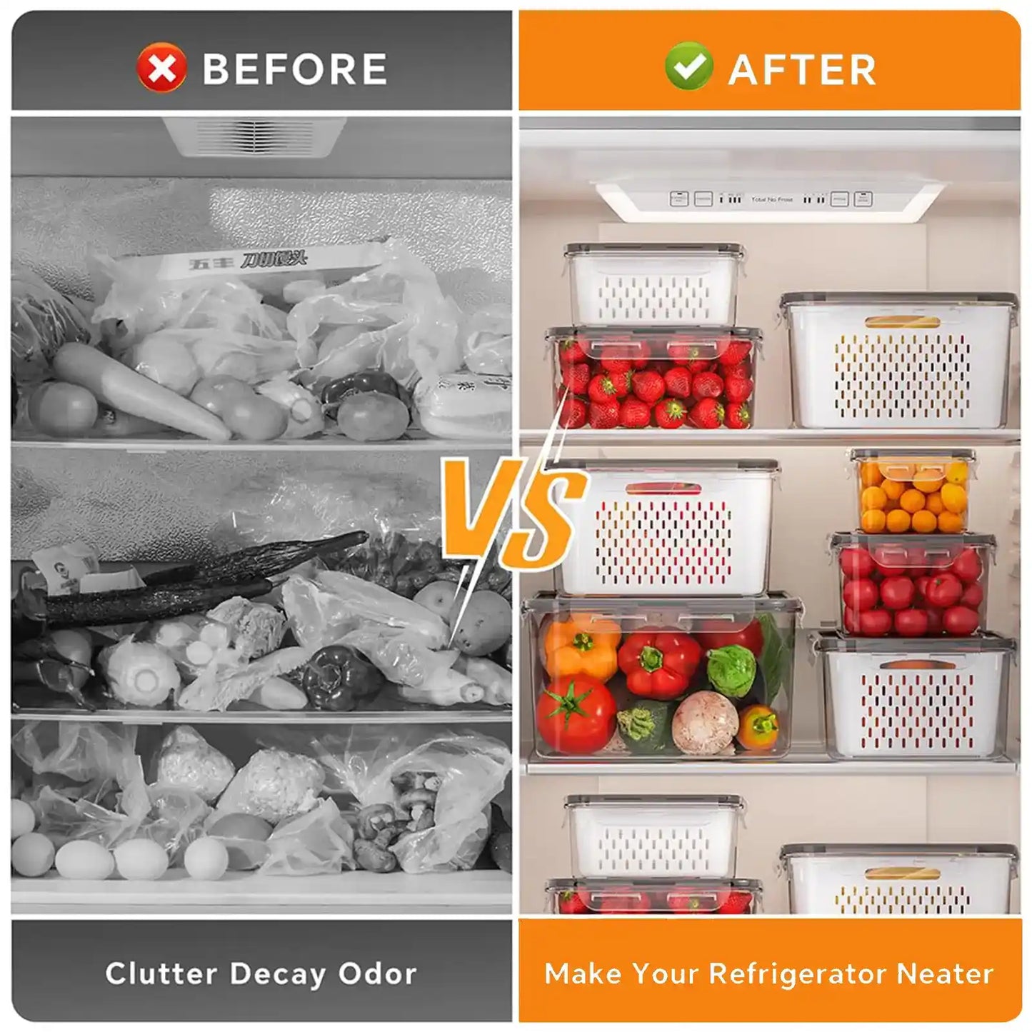 Produce Saver Containers with Removable Colanders