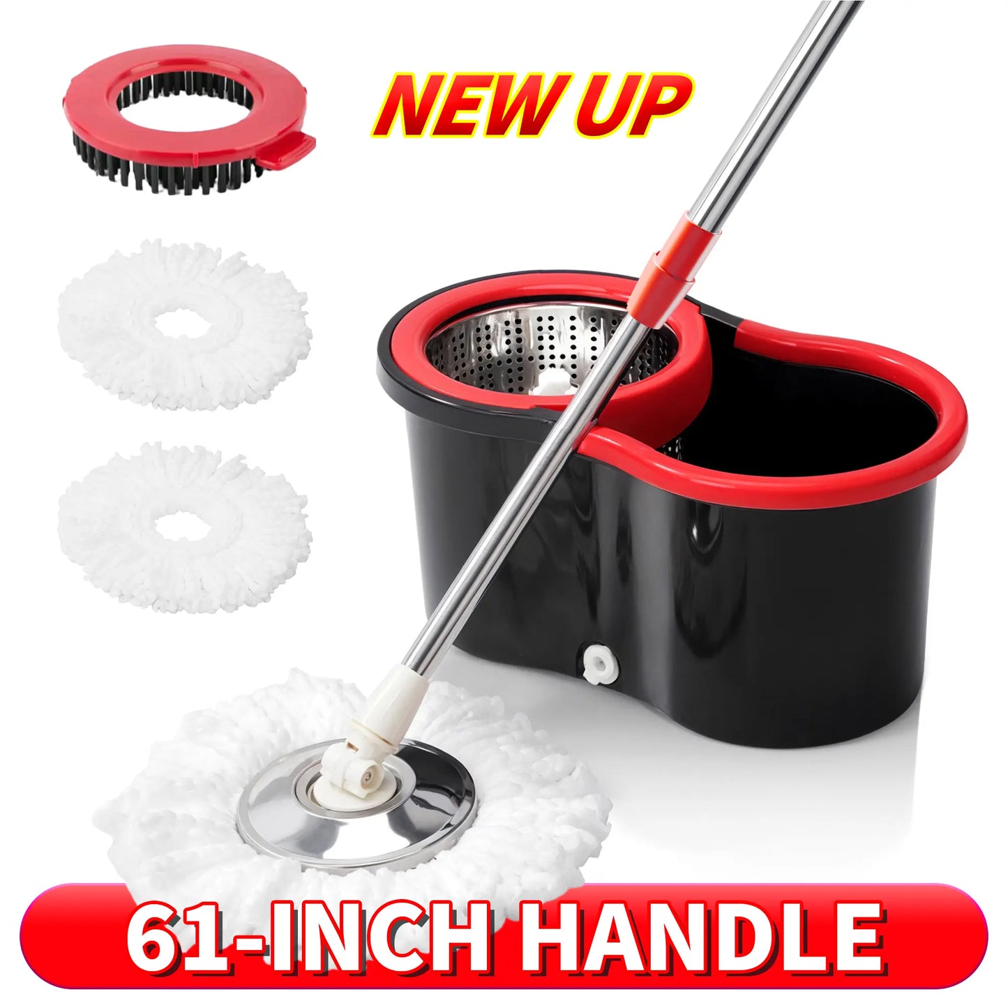Hands-Free Squeeze Mop & Bucket Set with 3 Microfiber Refills
