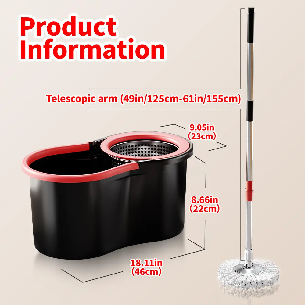 Hands-Free Squeeze Mop & Bucket Set with 3 Microfiber Refills