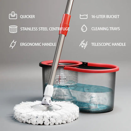 Hands-Free Squeeze Mop & Bucket Set with 3 Microfiber Refills