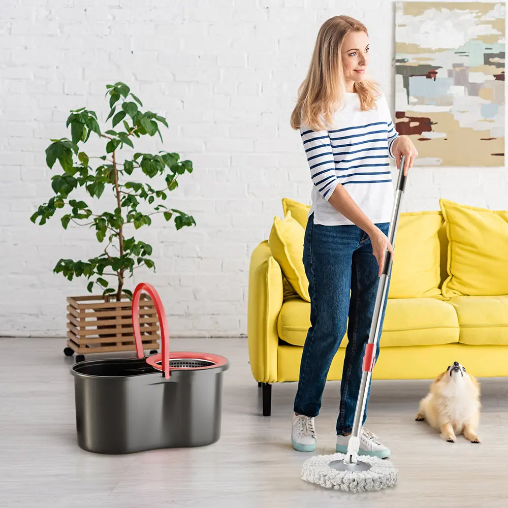 Hands-Free Squeeze Mop & Bucket Set with 3 Microfiber Refills