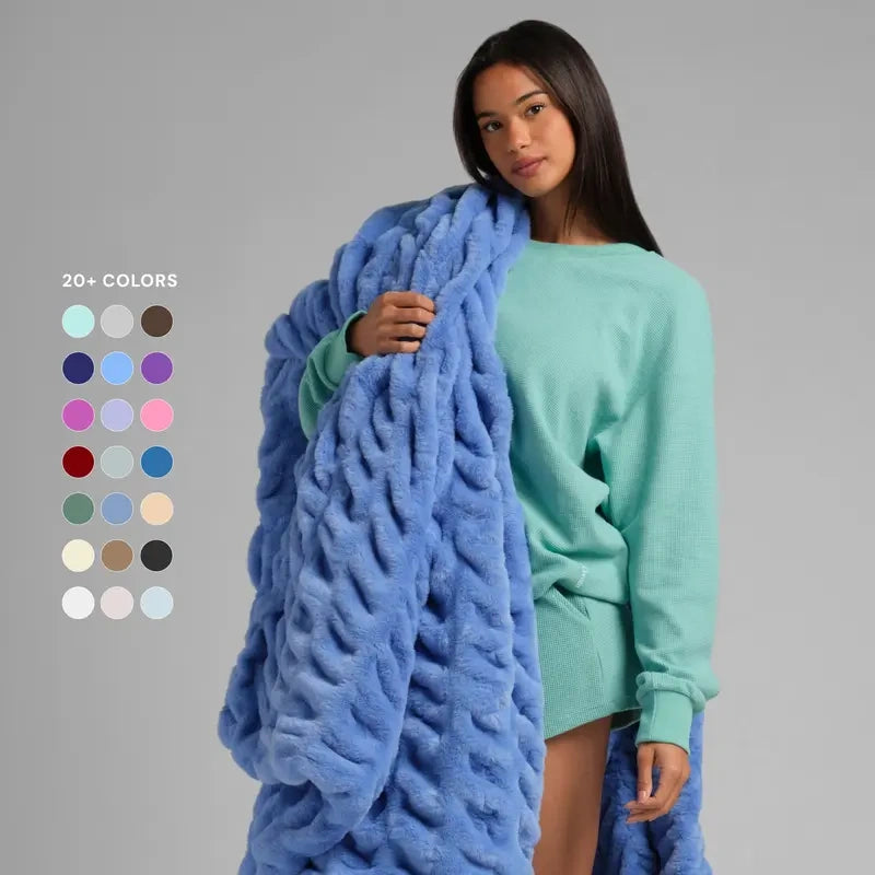 Ultra-Soft Bubble Fleece Luxury Throw Blanket