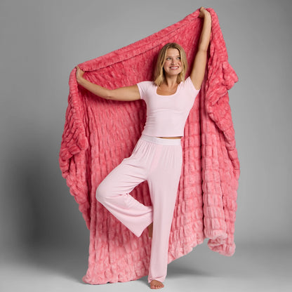 Ultra-Soft Bubble Fleece Luxury Throw Blanket