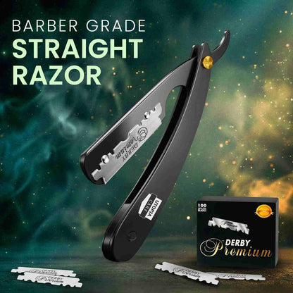 Professional Barber Straight Razor Shaving Kit with 100 Safety Blades