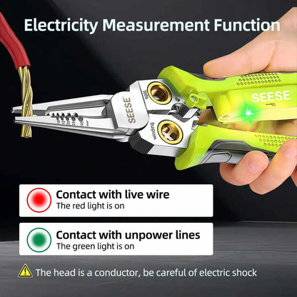 8-in-1 Wire Stripper & Built-In Non-Contact Voltage Tester Pliers