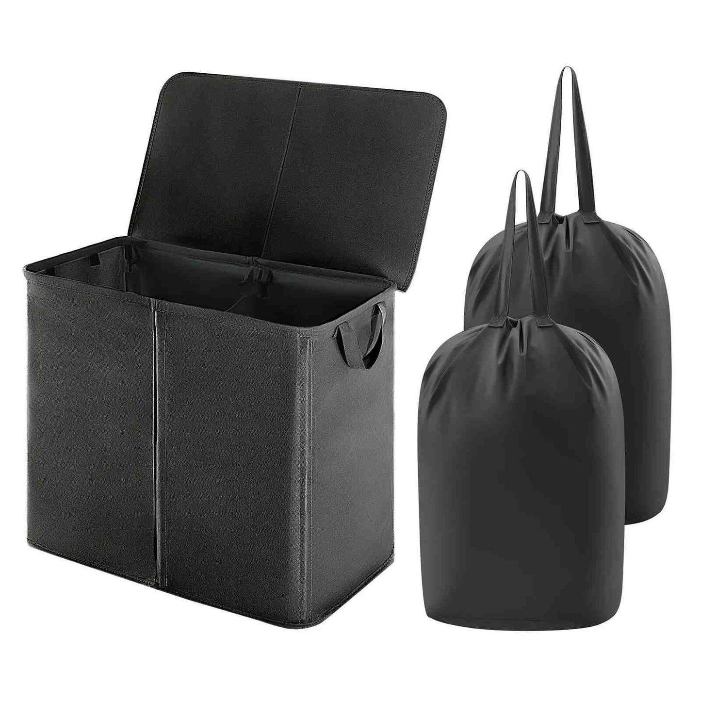 Dual-Compartment Rolling Laundry Basket