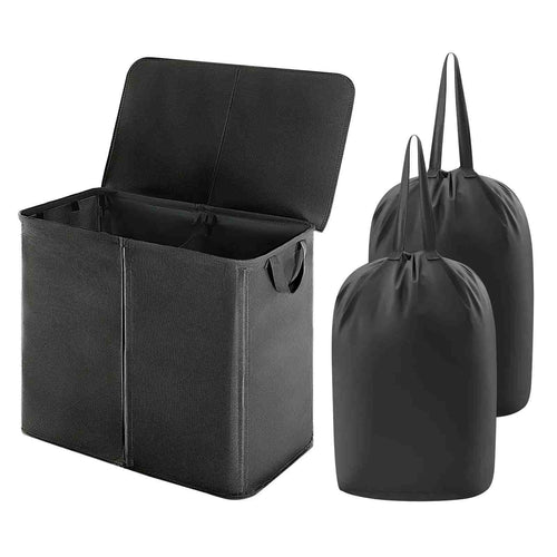 Dual-Compartment Rolling Laundry Basket