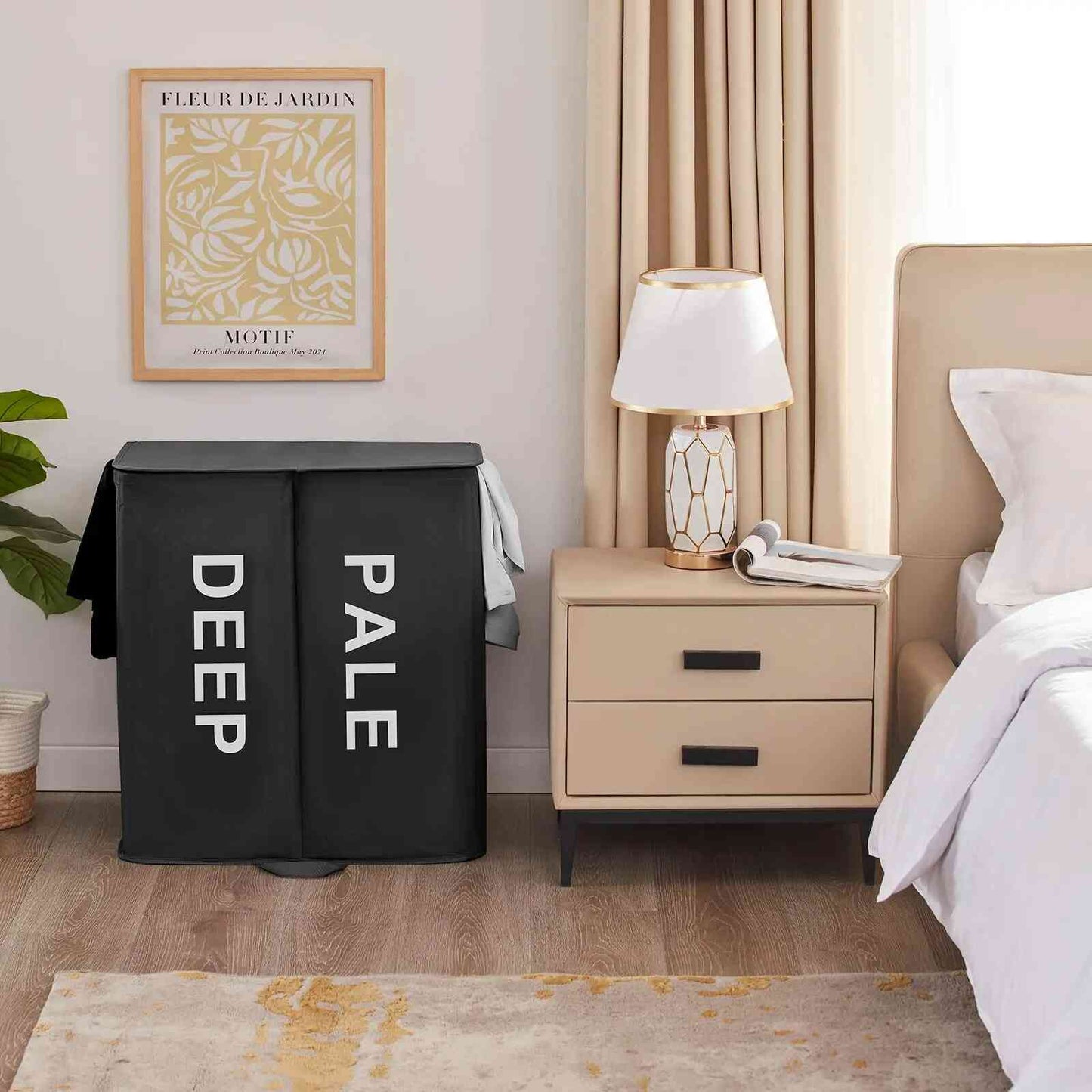 Dual-Compartment Rolling Laundry Basket