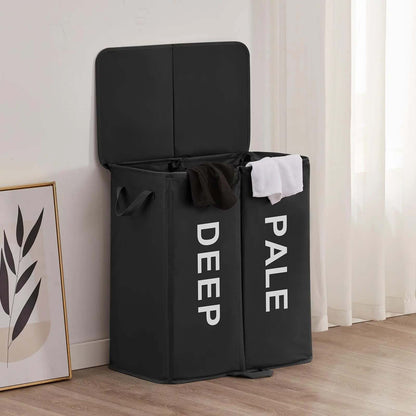 Dual-Compartment Rolling Laundry Basket