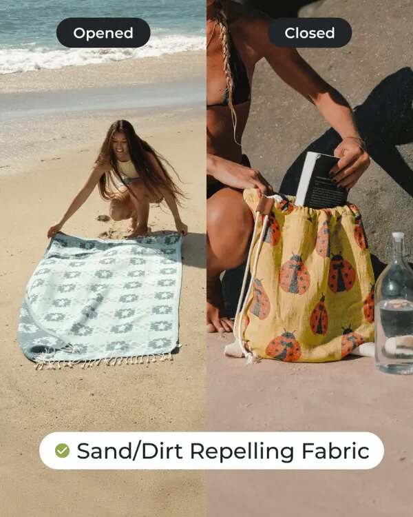2-in-1 Beach Bag & XL Sand-Free Towel