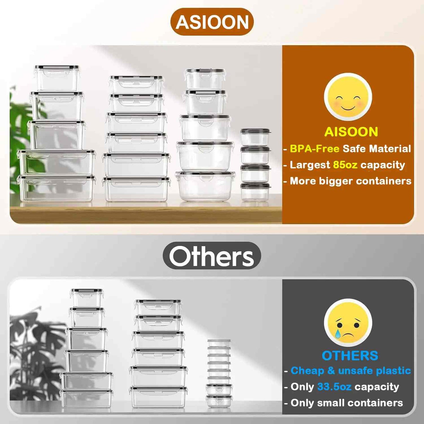 Leak-Proof Food Storage Containers Set with Airtight Lids