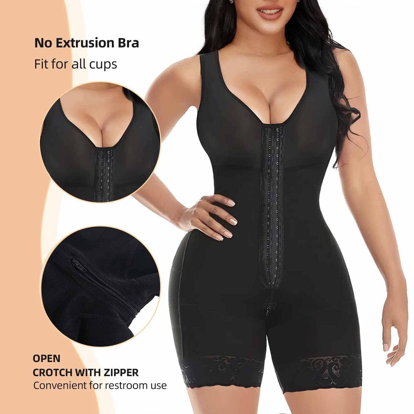 Sculpting Fajas Colombianas Hooks-Closure Postpartum Shapewear Bodysuit