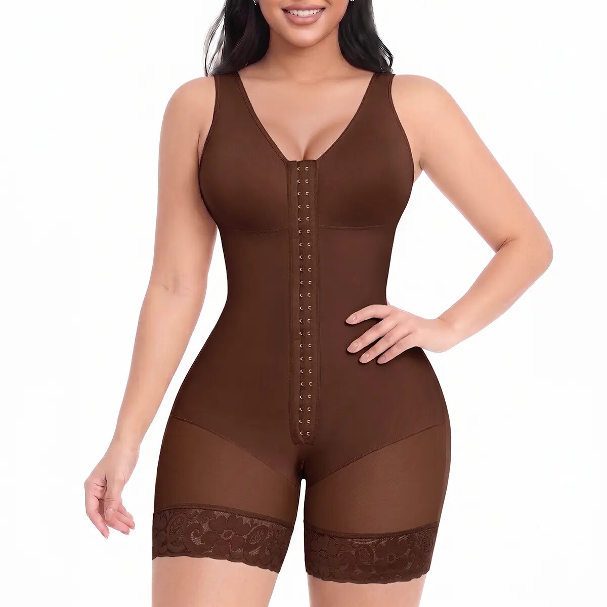 Sculpting Fajas Colombianas Hooks-Closure Postpartum Shapewear Bodysuit