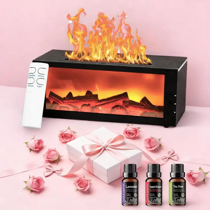 3D Realistic Flame Fireplace Aroma Diffuser & Humidifier